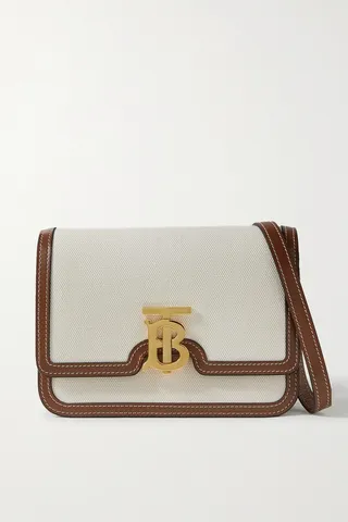 Burberry - Mini Leather-trimmed Canvas Shoulder Bag - Cream