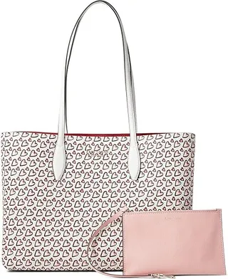 Kate Spade New York All Day Heart Printed Large Tote (Cream Multi) Handbags