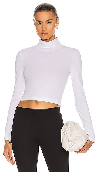 Rosetta Getty Turtleneck Crop Top in White