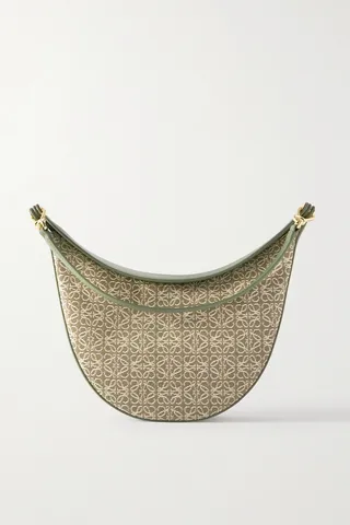 Loewe - Luna Leather-trimmed Canvas-jacquard Shoulder Bag - Green