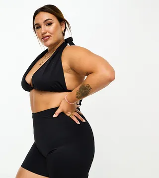 ASOS DESIGN Curve mix and match legging bikini bottom in black