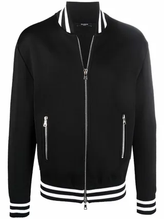 Stripe-Trim Bomber Jacket