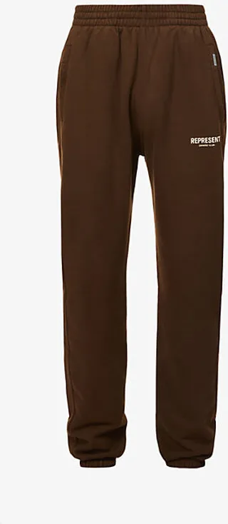 Mens Vintage Brown Owners' Club Text-print Relaxed-fit Cotton-jersey Jogging Bottoms