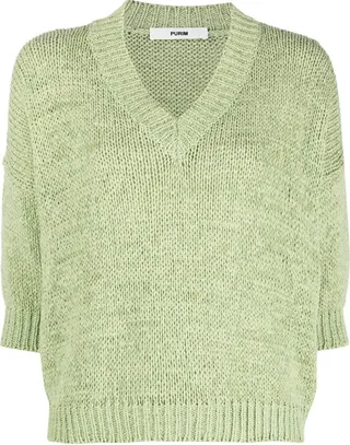 V-neck knitted jumper