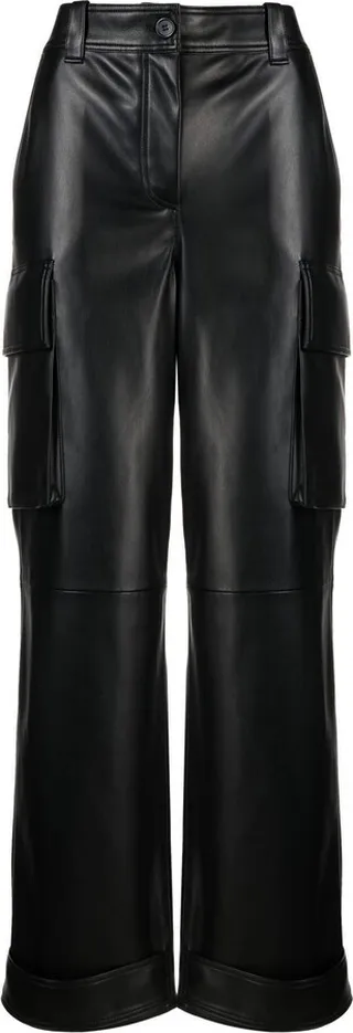 Asha faux-leather straight leg trousers