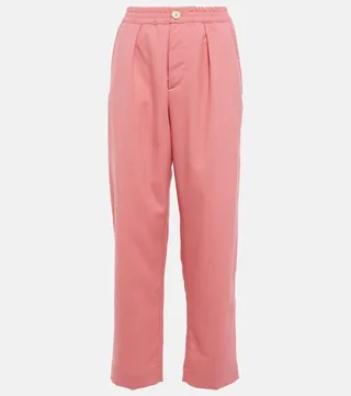 High-rise pleated wool crop pants