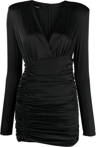 V-neck ruched minidress