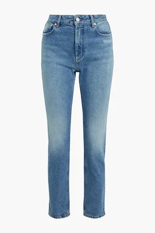 Printed high-rise slim-leg jeans