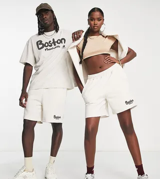 New Balance Boston unisex sweat shorts in cream