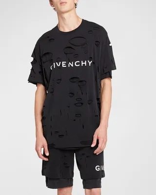 Men's Destroyed Double-Layer T-Shirt
