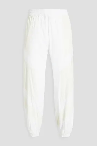 Appliquéd two-tone shell sweatpants