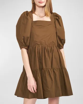 Gilda Tie-Back Poplin Mini Dress