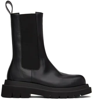 Bottega Veneta Black Shearling Lug Chelsea Boots
