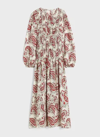 Puff Sleeve Printed Tiered Dress