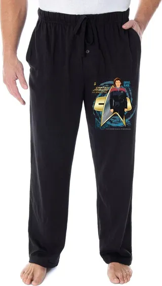 Star Trek Voyager Men's Captain Janeway Coffee Black Sleepwear Pajama Pants (XL) Black