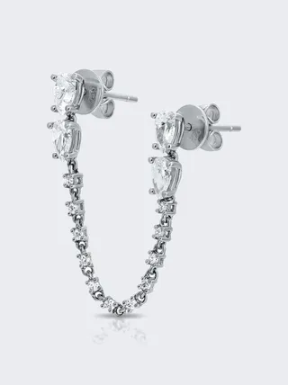 Daphne Double-Piercing Earring 18K White Gold
