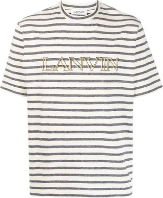 logo-embroidered striped T-shirt