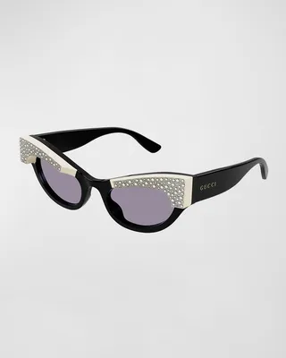 Crystal Acetate Cat-Eye Sunglasses