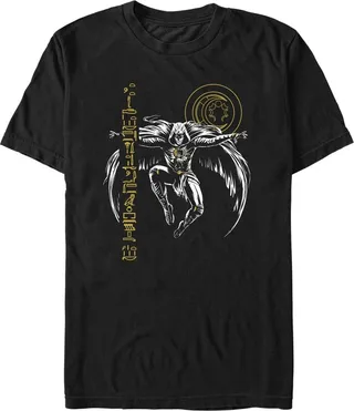 Men's Marvel: Moon Knight Vertical Hieroglyph Sketch T-Shirt - Black - 3X Large