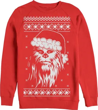 Men's Star Wars Ugly Christmas Chewbacca Santa Sweatshirt - Red - 2X Large