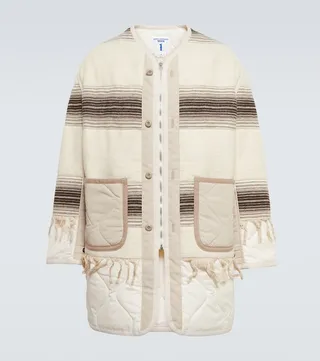Fringe-trimmed striped jacket