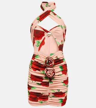 Halterneck floral minidress