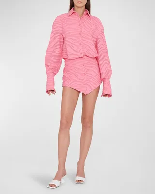 Silvye Zebra Jacquard Mini Shirtdress