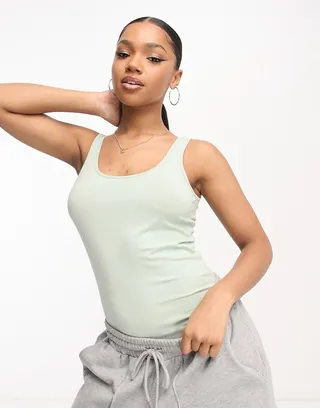 Vero Moda longline tank top in sage
