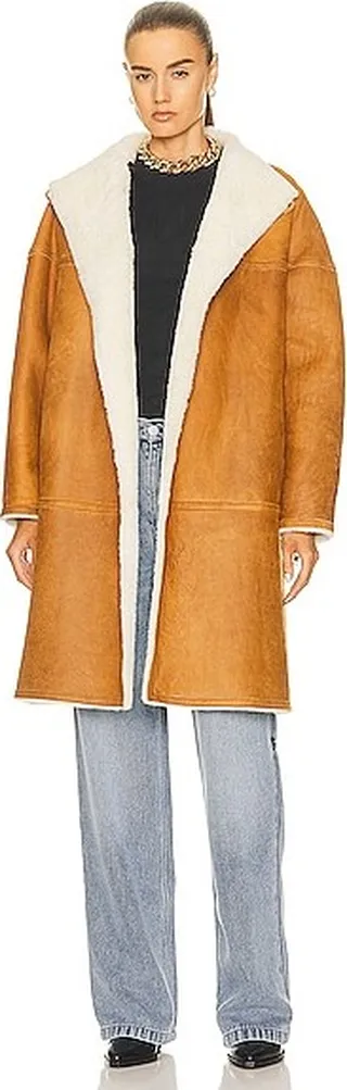 Isabel Marant Abazela Shearling Coat in Brown