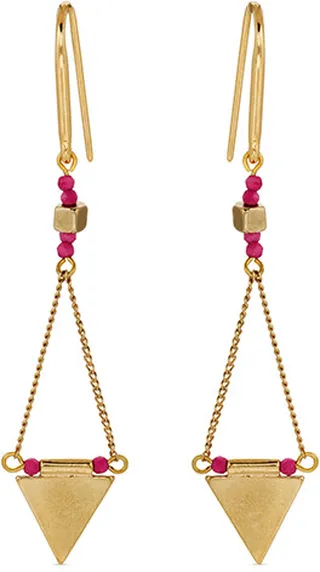 Pink and Gold Geometric Bead Earrings