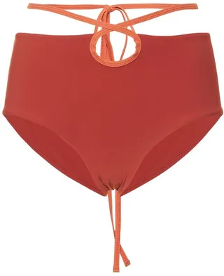 Loop tie high rise bikini bottoms