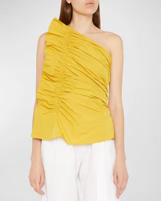 Senta Asymmetric-Ruffle Sleeveless Top