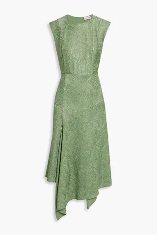 Draped satin-jacquard dress