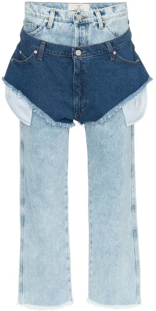 High Waisted Jeans With A Denim Shorts Layer
