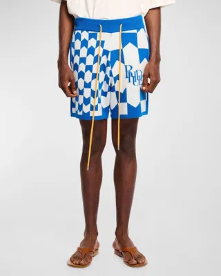 Men's Racing Checkered Knit Shorts