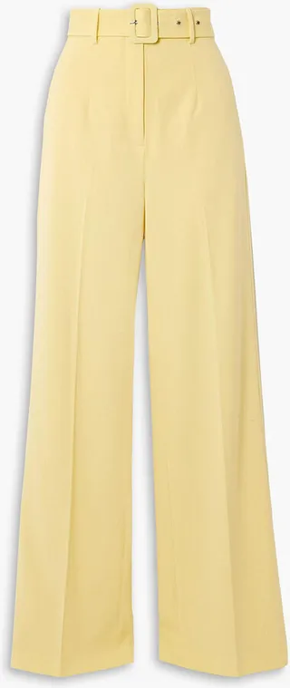 Lily belted woven wide-leg pants