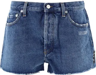 Off-White Frayed Hem Denim Shorts