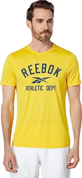 Reebok Workout Ready Poly Graphic Short Sleeve Tee (Always Yellow) Men's T Shirt