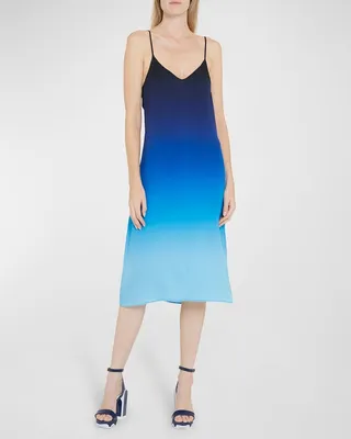 Ombre Monogram Silk Jacquard Midi Slip Dress