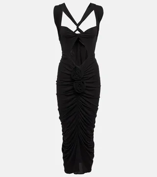 Twisted halterneck midi dress