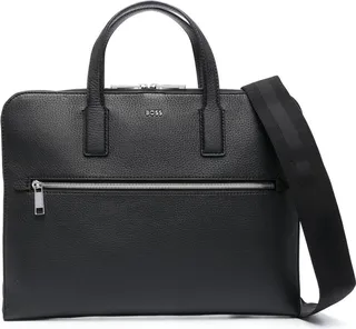 Front-Zip Leather Briefcase