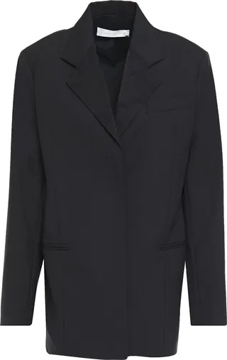 Satin jacquard-trimmed wool and mohair-blend blazer