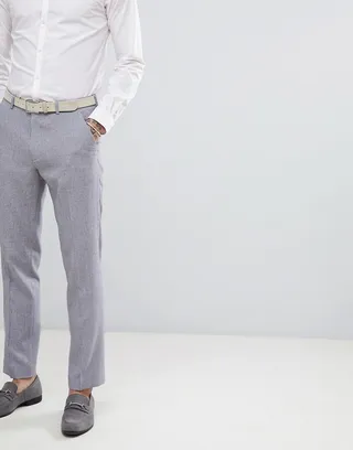 ASOS DESIGN wedding slim suit pants in mid gray cross hatch