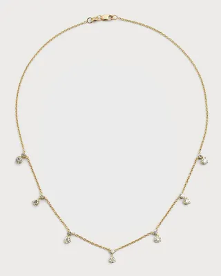 18K Yellow Gold 7 Diamond Necklace