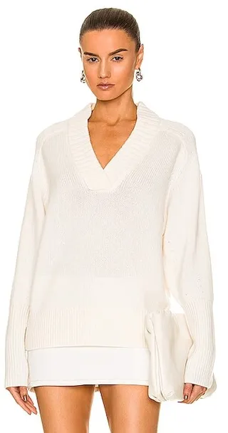 CO V-Neck Sweater in Ivory