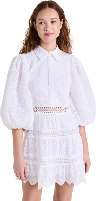 alice + olivia Blakesley Bishop Sleeve Button Front Mini Dress