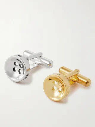 Silver and Gold-Plated Diamond Cufflinks