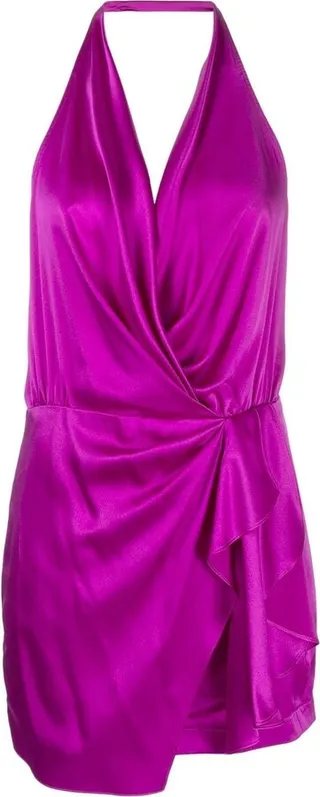 Halterneck Open-Back Silk Minidress