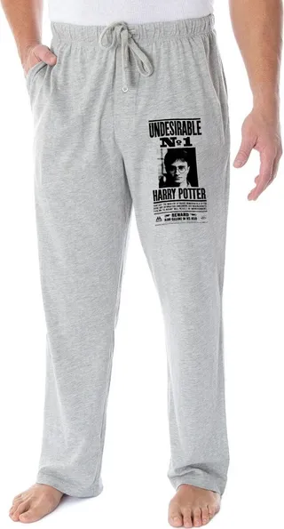 Harry Potter Adult Mens' Undesirable No 1 Wanted Poster Pajama Lounge Pants (M) Grey