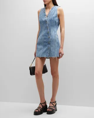 Cascade Strand Denim Mini Dress